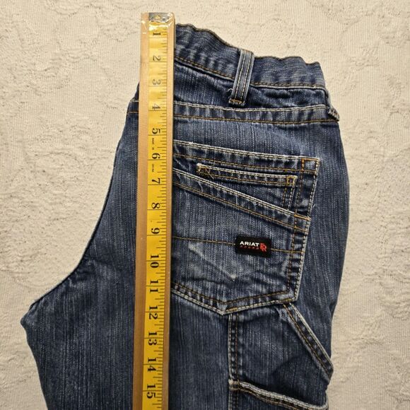 Ariat Blue Jean Cargo Shorts Men 32 Western Fray Cowboy Rugged Workwear Denim - Picture 5 of 6